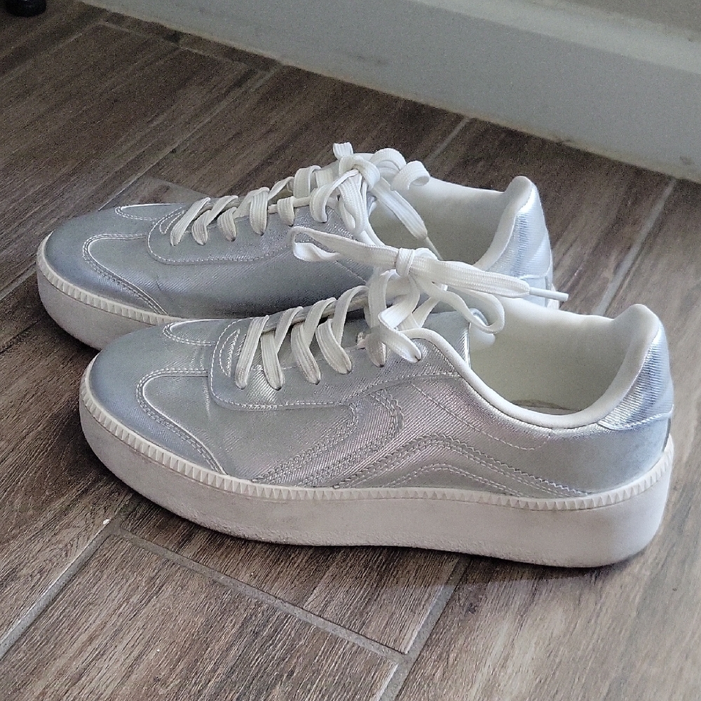 Call It Spring Metallic Silver Sneakers